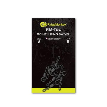 RIDGEMONKEY RM-TEC QUICK CHANGE HELI RING SWIVEL SIZE8 GYORSKAPCSOS FORGÓ 8DB
