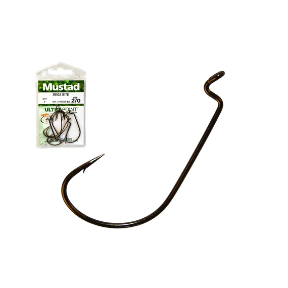 MUSTAD MEGA BITE WORM HOOK 1/0 7DB/CSOMAG