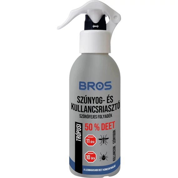 BROS SZÚNYOG ÉS KULLANCSRIASZTÓ TRÓPUSI, SZÓRÓFEJES 130ML (50% DEET)