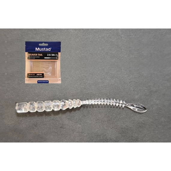 MUSTAD AJI BEAVER TAIL 2.5   CLEAR RAINBOW GLITTER 12DB/CSOMAG