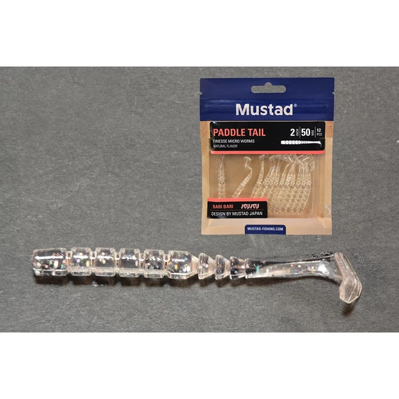MUSTAD AJI PADDLE TAIL 2   UV CLEAR RED GLITTER 12DB/CSOMAG