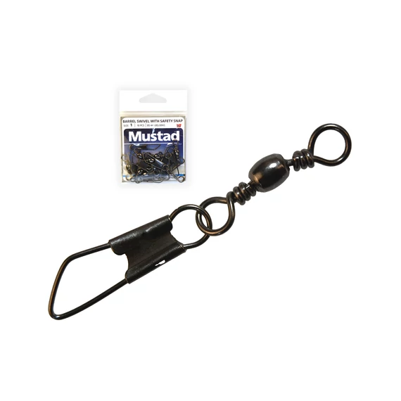 MUSTAD BARREL SWIVEL WITH SAFETY SNAP 8×A2 10DB/CSOMAG