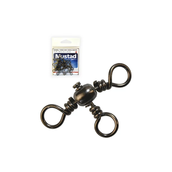 MUSTAD BARREL THREE WAY CROSS SWIVEL 2 10DB/CSOMAG