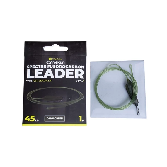 RIDGEMONKEY SPECTRE FLUOROCARBON UNI LEAD CLIP LEADER - CAMO BROWN BOJLIS SZERELÉK